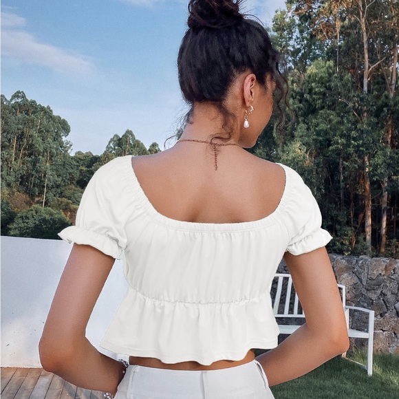 Puff Sleeve Tie-Front Blouse - Picture 3 of 3